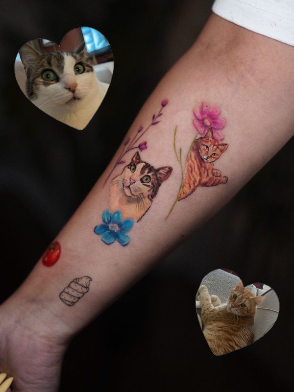 Tatuaż wykonany przez Violettę Lutattoo — Miniaturki kotków