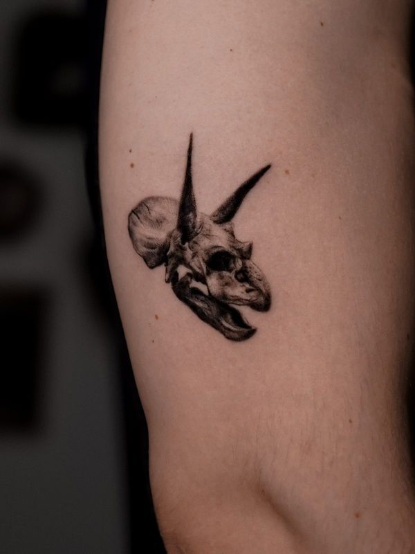 Tatuaż wykonany przez Violettę Lutattoo — Mały tatuaż czaszki